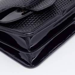 Pre Owned Alexander McQueen Black Patent Leather Honeycomb Heroine Shoulder Bag