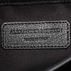 Pre Owned Alexander McQueen Black Leather Flap Twin Skull Shoulder Bag