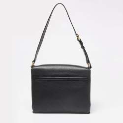 Pre Owned Alexander McQueen Black Leather Flap Twin Skull Shoulder Bag