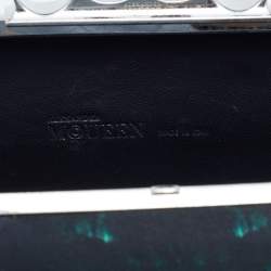 Pre Owned Alexander McQueen Black Print Satin Skull Knuckle Box Clutch