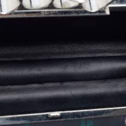 Pre Owned Alexander McQueen Black Print Satin Skull Knuckle Box Clutch