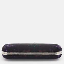 Pre Owned Alexander McQueen Black Print Satin Skull Knuckle Box Clutch