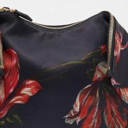 Pre Owned حقيبة كلتش أليكساندر ماكوين دي مانتا جلد وساتان طباعة موردة أسود/أحمر متوسطة