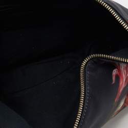 Pre Owned حقيبة كلتش أليكساندر ماكوين دي مانتا جلد وساتان طباعة موردة أسود/أحمر متوسطة