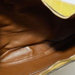 Pre Owned Alexander McQueen Yellow Eel Leather Medium De Manta Clutch