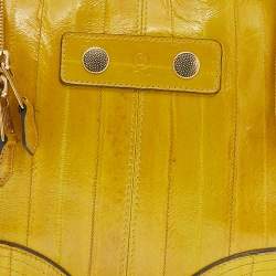 Pre Owned Alexander McQueen Yellow Eel Leather Medium De Manta Clutch