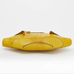 Pre Owned Alexander McQueen Yellow Eel Leather Medium De Manta Clutch