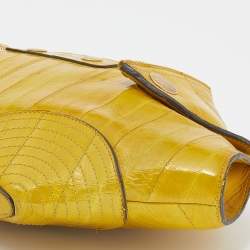 Pre Owned Alexander McQueen Yellow Eel Leather Medium De Manta Clutch