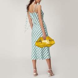 Pre Owned Alexander McQueen Yellow Eel Leather Medium De Manta Clutch