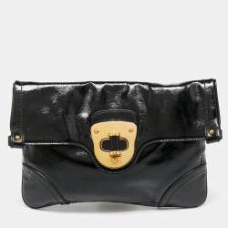 Pre Owned Alexander McQueen Black Patent Leather Flap Clutch