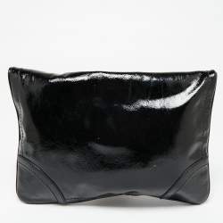 Pre Owned Alexander McQueen Black Patent Leather Flap Clutch