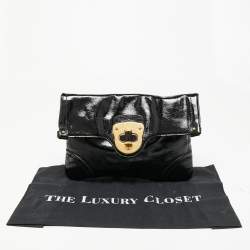 Pre Owned Alexander McQueen Black Patent Leather Flap Clutch