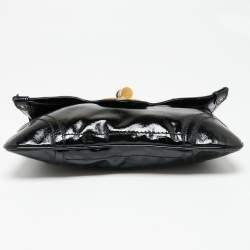 Pre Owned Alexander McQueen Black Patent Leather Flap Clutch