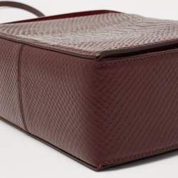Pre Owned Alexander McQueen Burgundy Python Embossed Leather Box Shoulder Bag