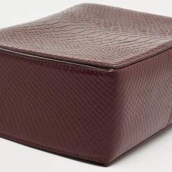 Pre Owned Alexander McQueen Burgundy Python Embossed Leather Box Shoulder Bag