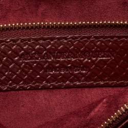 Pre Owned Alexander McQueen Burgundy Python Embossed Leather Box Shoulder Bag