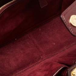 Pre Owned Alexander McQueen Burgundy Python Embossed Leather Box Shoulder Bag