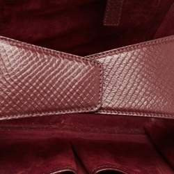 Pre Owned Alexander McQueen Burgundy Python Embossed Leather Box Shoulder Bag