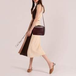 Pre Owned Alexander McQueen Burgundy Python Embossed Leather Box Shoulder Bag