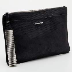 Pre Owned Alexander McQueen Black Nubuck Leather Wristlet Clutch