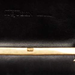 Pre Owned Alexander McQueen Black Studded Leather Skull Lock Clutch