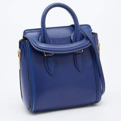 Pre Owned Alexander McQueen Blue Leather Mini Heroine Bag