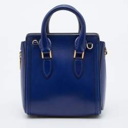 Pre Owned Alexander McQueen Blue Leather Mini Heroine Bag