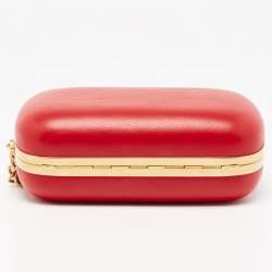 Pre Owned Alexander McQueen Red Leather Dagger Skull Box Clutch