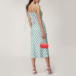 Pre Owned Alexander McQueen Red Leather Dagger Skull Box Clutch