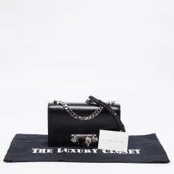 Pre Owned Alexander McQueen Black Leather Knuckle Duster Shoulder Bag