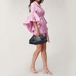 Pre Owned Alexander McQueen Black Leather Medium De Manta Clutch