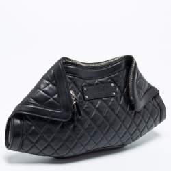 Pre Owned Alexander McQueen Black Leather Medium De Manta Clutch