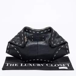 Pre Owned Alexander McQueen Black Leather Studded De Manta Clutch 