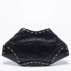 Pre Owned Alexander McQueen Black Leather Studded De Manta Clutch 