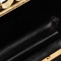 Pre Owned Alexander McQueen Black Satin Floral Embroidered Skull and Unicorn Knuckle Clutch