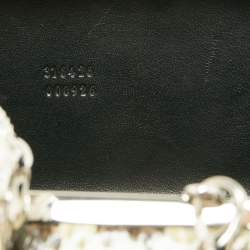 Pre Owned Alexander McQueen Cream/Blue Snakeskin Skull Crystal Embellished Box Chain Clutch