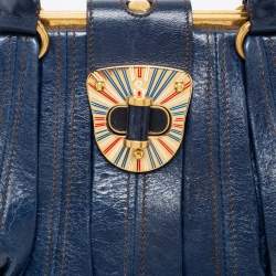 Pre Owned Alexander McQueen Blue Leather Elvie Satchel
