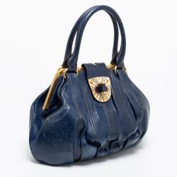 Pre Owned Alexander McQueen Blue Leather Elvie Satchel