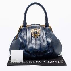Pre Owned Alexander McQueen Blue Leather Elvie Satchel