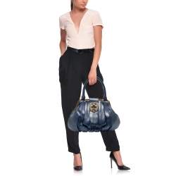Pre Owned Alexander McQueen Blue Leather Elvie Satchel