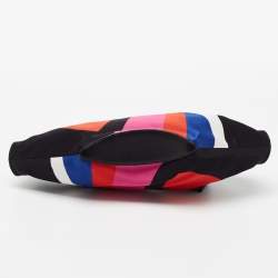 Pre Owned Alexander McQueen Black Heart Print Satin And Leather Medium De Manta Clutch