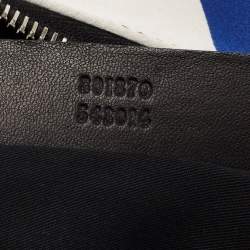 Pre Owned Alexander McQueen Black Heart Print Satin And Leather Medium De Manta Clutch