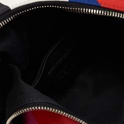 Pre Owned Alexander McQueen Black Heart Print Satin And Leather Medium De Manta Clutch