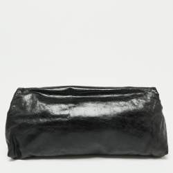 Pre Owned Alexander McQueen Black Leather Faithful Glove Clutch