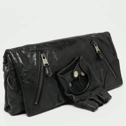Pre Owned Alexander McQueen Black Leather Faithful Glove Clutch