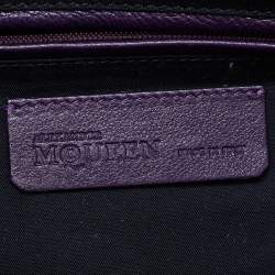 Pre Owned Alexander McQueen Purple Leather Skull De Manta Clutch