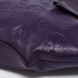 Pre Owned Alexander McQueen Purple Leather Skull De Manta Clutch