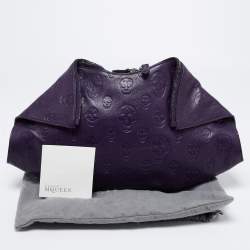 Pre Owned Alexander McQueen Purple Leather Skull De Manta Clutch