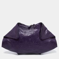 Pre Owned Alexander McQueen Purple Leather Skull De Manta Clutch