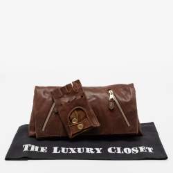 Pre Owned Alexander McQueen Brown Leather Faithful Glove Clutch